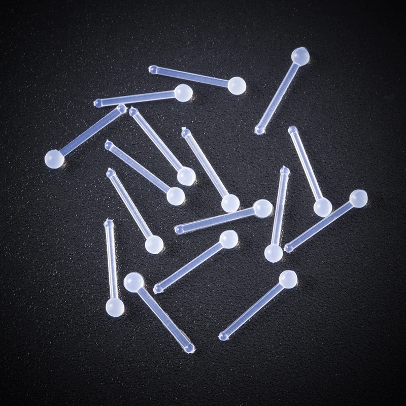 

10-100pcs Clear Nose Ring Acrylic Nostril Screw Nose Piercing Straight Flexible Prevent Allergy Nariz Bone Stud Body Jewelry 20G