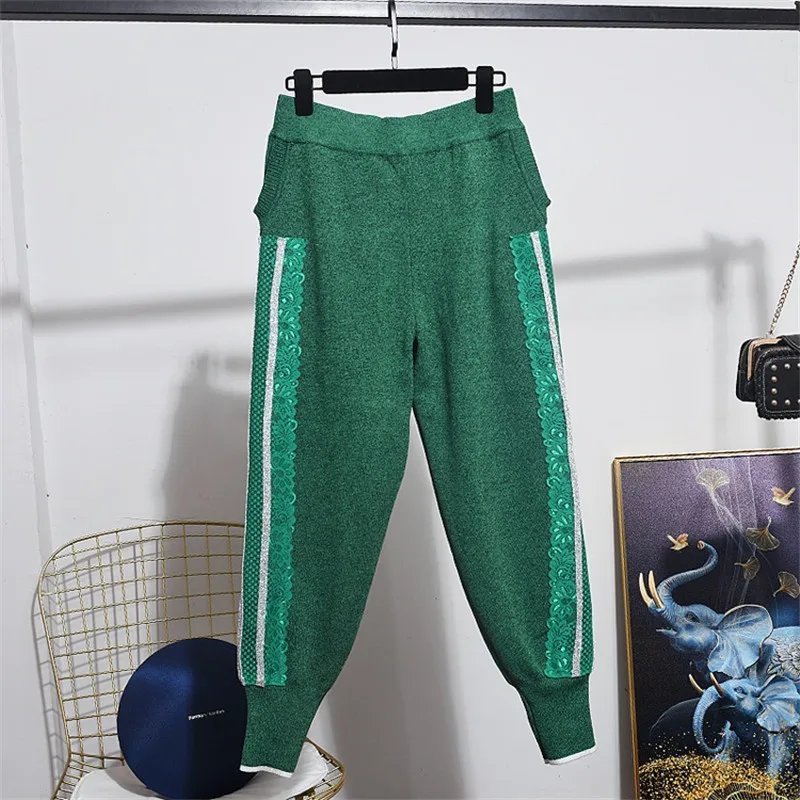 Трикотажный спортивный костюм женский комплект 2 шт. зимний контрастный цвет