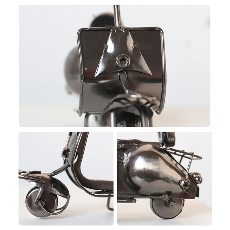 

Retro Iron Motorcycle Model Figurine Metal Handicraft Scooter Motorbike Ornaments Motor Artistic Craft Vintage Home Decoration