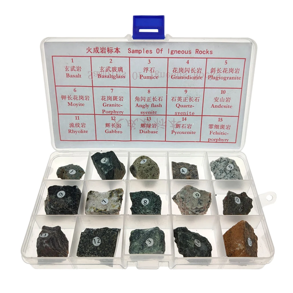 

15pcs Igneous Rock Specimen Educational Collection Real Stone Teaching Aid