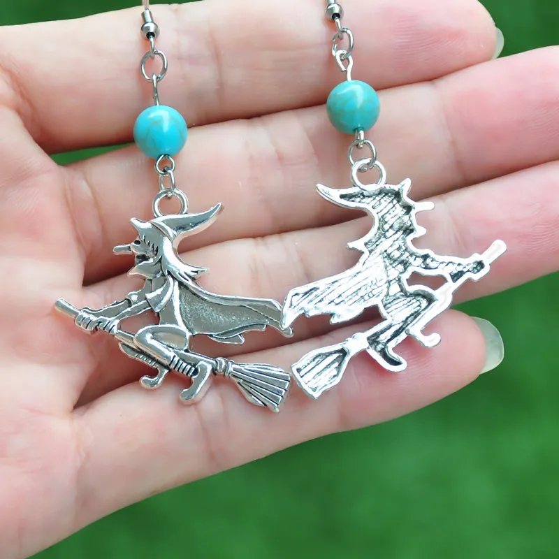 Подвески бирюзовые серьги-подвески в виде ведьмы Besom сплав сделай сам