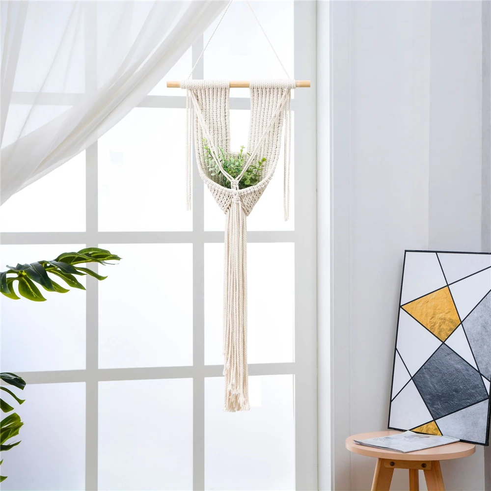 

Creative Cotton Rope Handwoven Hanging Tapestry Garden Flower Pot Net Bags Living Room Bedroom Decor Home Decoration Accessories