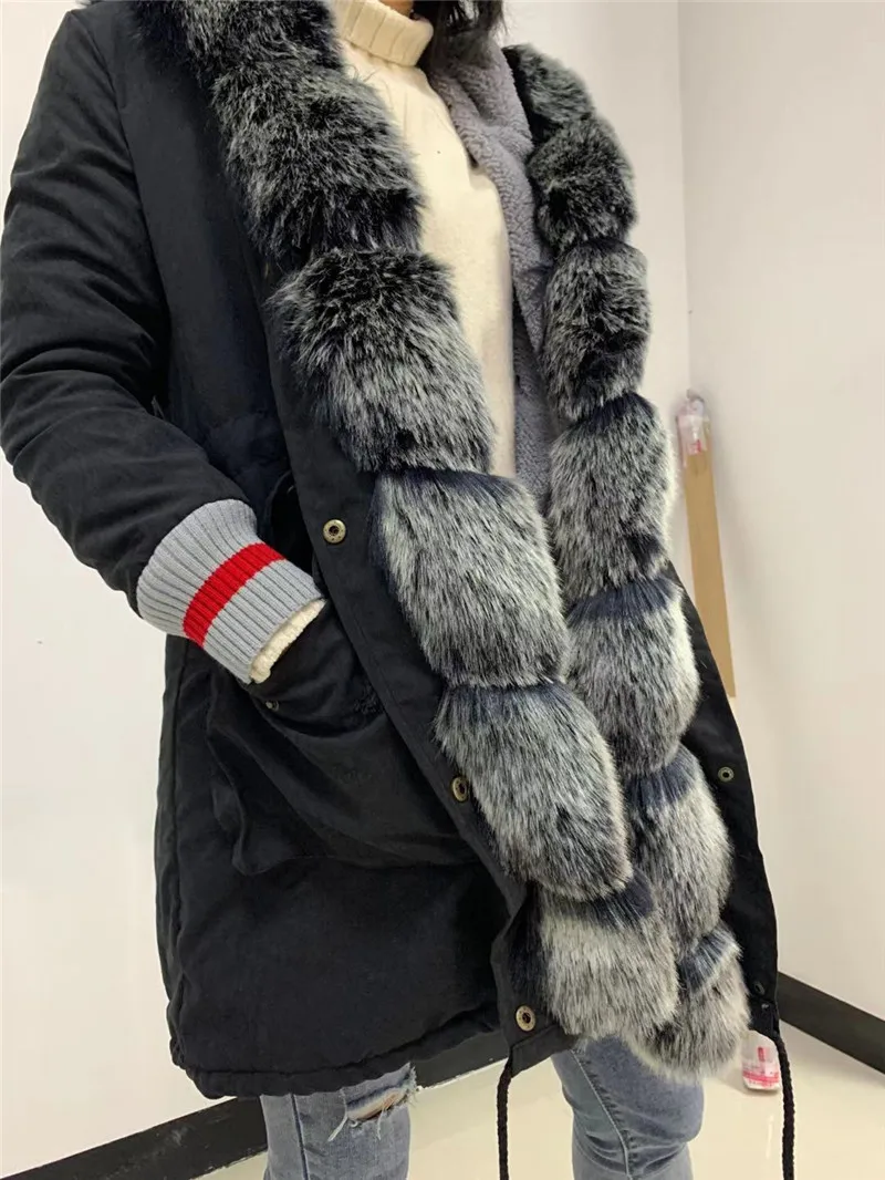 Зимняя женская куртка толстая теплая роскошная экстравагантная меховой
