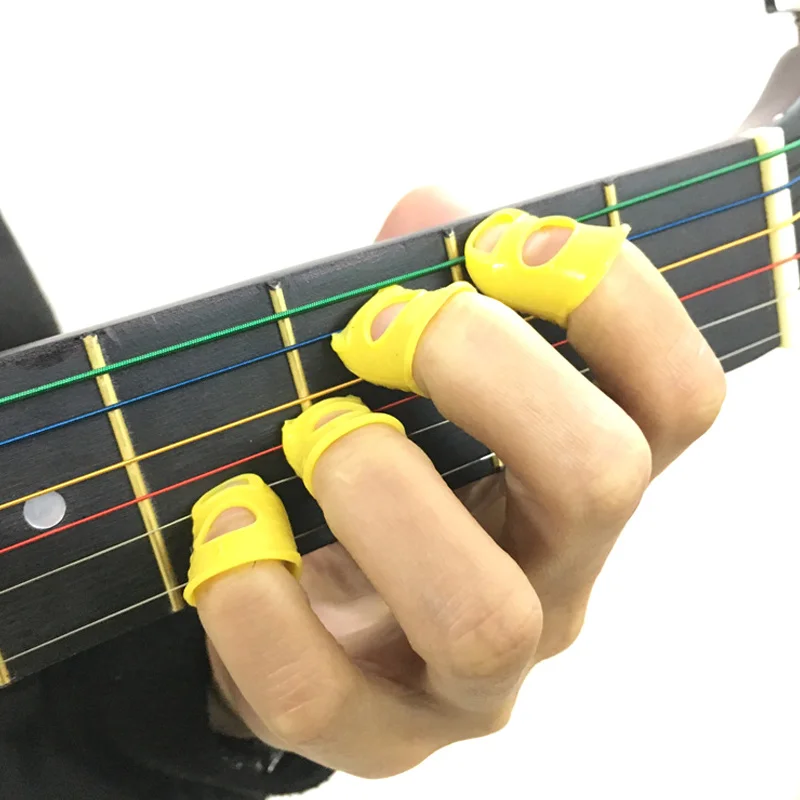 heißer 5 größen gitarre fingertip protektoren silikon finger guards für ukulele elektrische gitarre kleinen mittleren großen