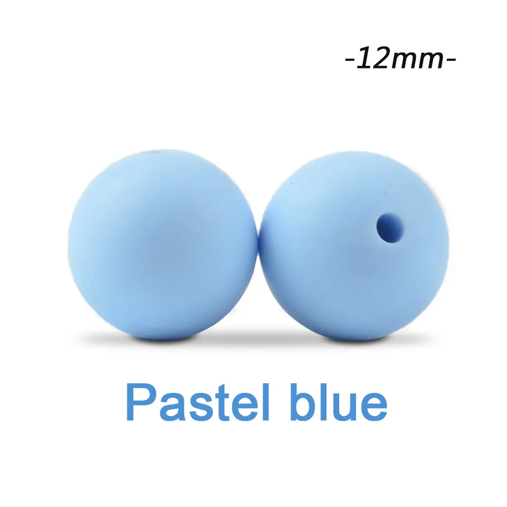 pastel blue Силиконовые бусины LOFCA, 12 мм, 200 шт, детские силиконовые бусины для прорезывания зубов, Пищевая силиконовая детская соска, ожерелье, подвеска, изготовление продукта - Цвет: pastel blue