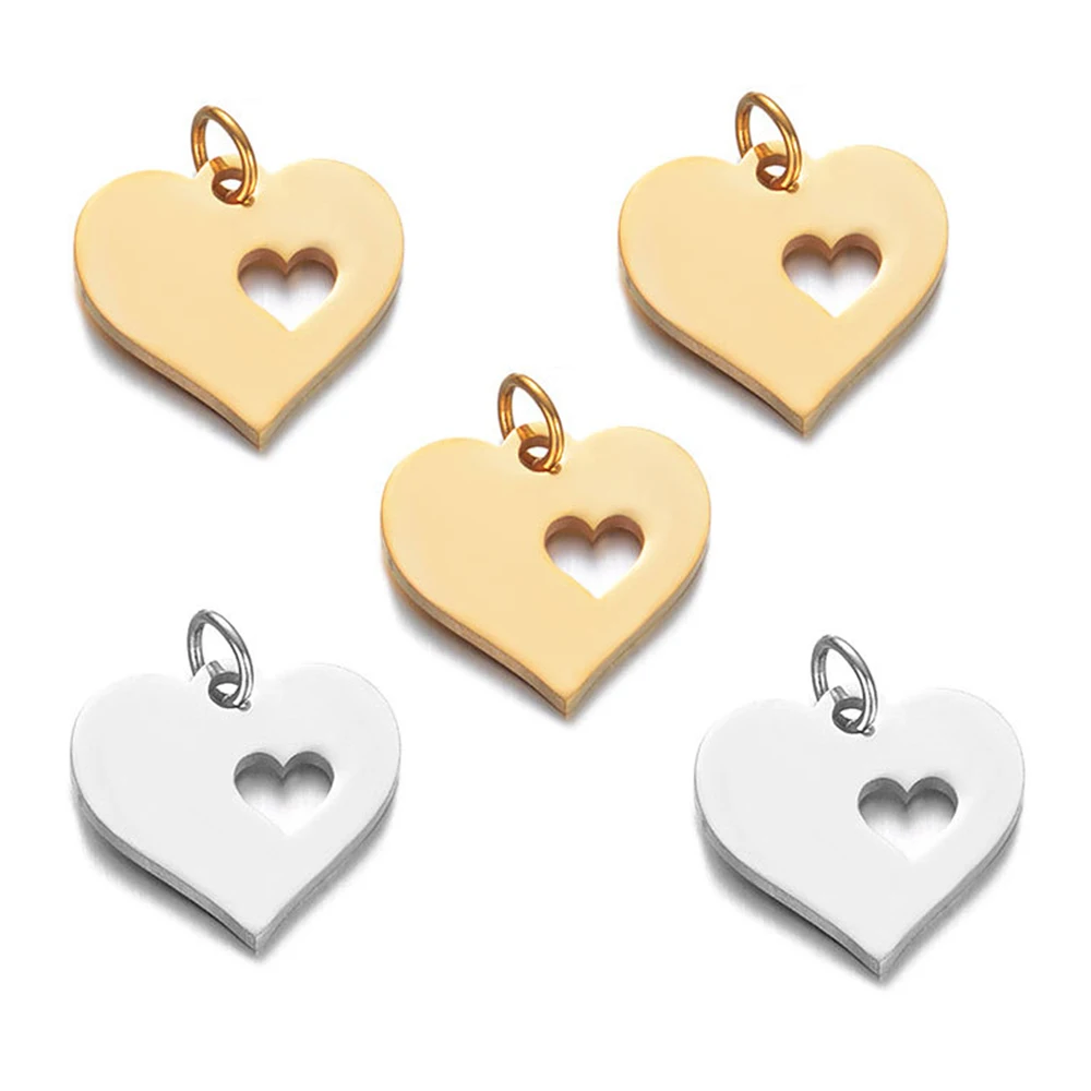 

10Pcs/Lot Stainless Steel Heart Charms DIY Necklace Bracelet Hand Jewelry Making Findings Wholesale