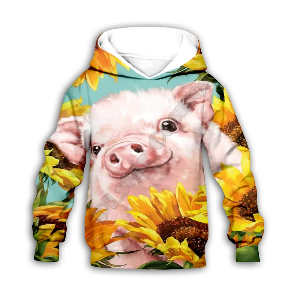 

Sunflower Pig 3d printed Hoodies family suit tshirt zipper Pullover Kids Suit Sweatshirt Tracksuit/Pant Shorts 08