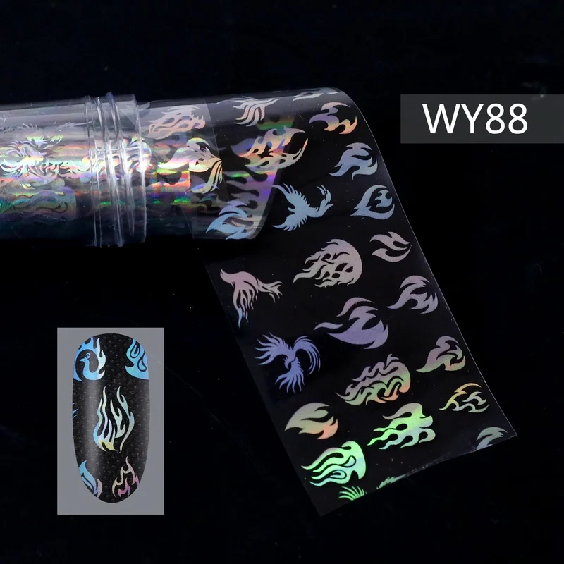 WY88 Foils Sticker 28 узоров голографические лазерные ногтевые переводные наклейки из фольги пламенный цветок Единорог Переводные картинки для ногтей украшения для дизайна ногтей - Цвет: WY88 Foils Sticker