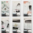 Китайская льняная дверная занавеска, чернильный пейзаж, украшение для кухни, спальни, ресторана, дверной проем