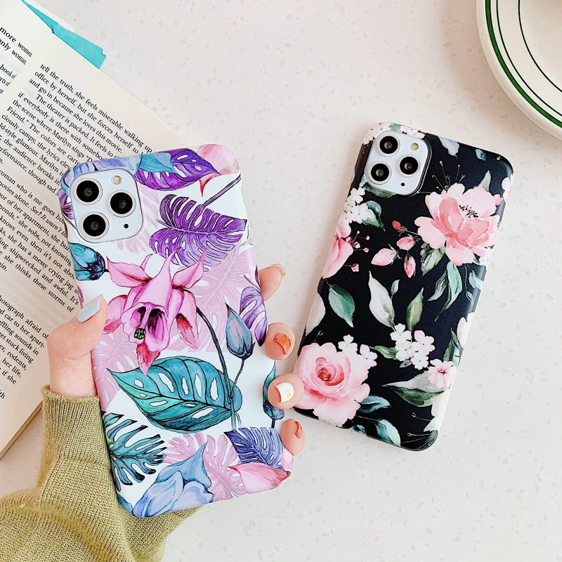 Роскошный мраморный цветочный силиконовый чехол с покрытием для iPhone 11 Pro Max X XS XR 8 7 Plus IMD мягкий художественный цветочный задний чехол.