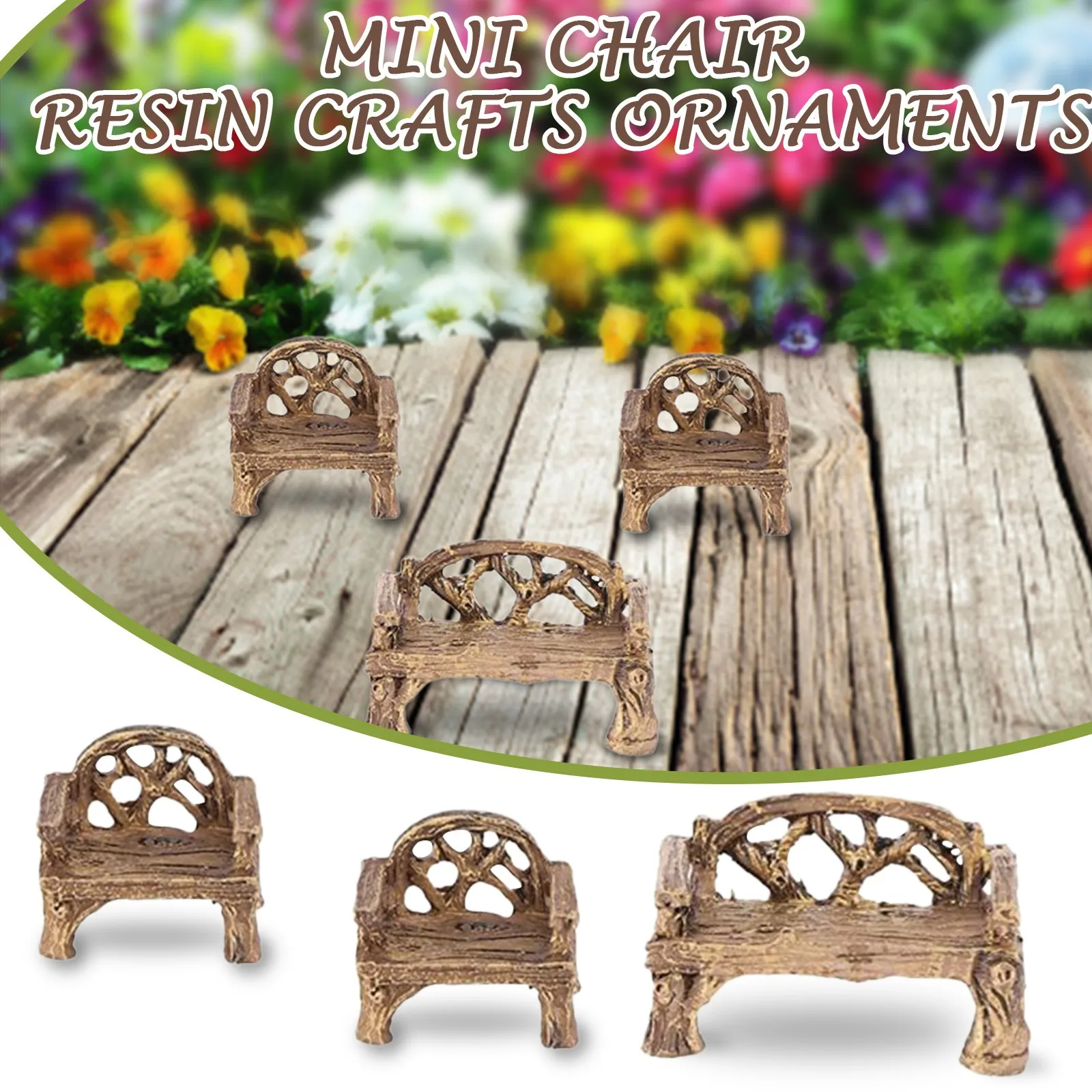 

Милое мини-кресло 3 шт./лот, имитация орнамента, полимерное ремесло, миниатюрный ландшафт, скамейка для сада, статуя, украшение для дома и сад...