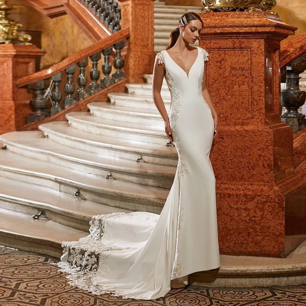 

UETEEY Satin Mermaid Wedding Dress Backless Sleeveless Hochzeitskleid Bridal Gowns Trouwjurk 2022 Vestido de Noiva Sereia