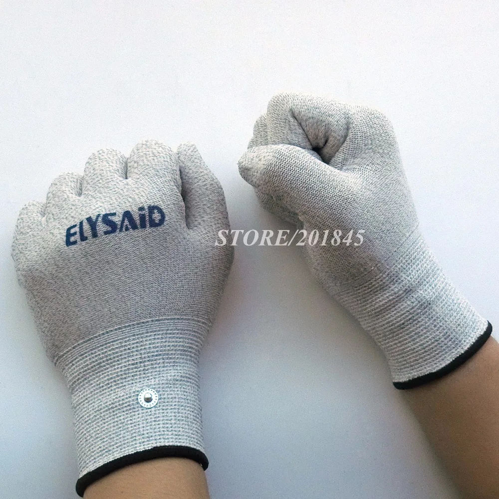 2 пар дышащие электропроводность Электротерапия электрод для массажера перчатки