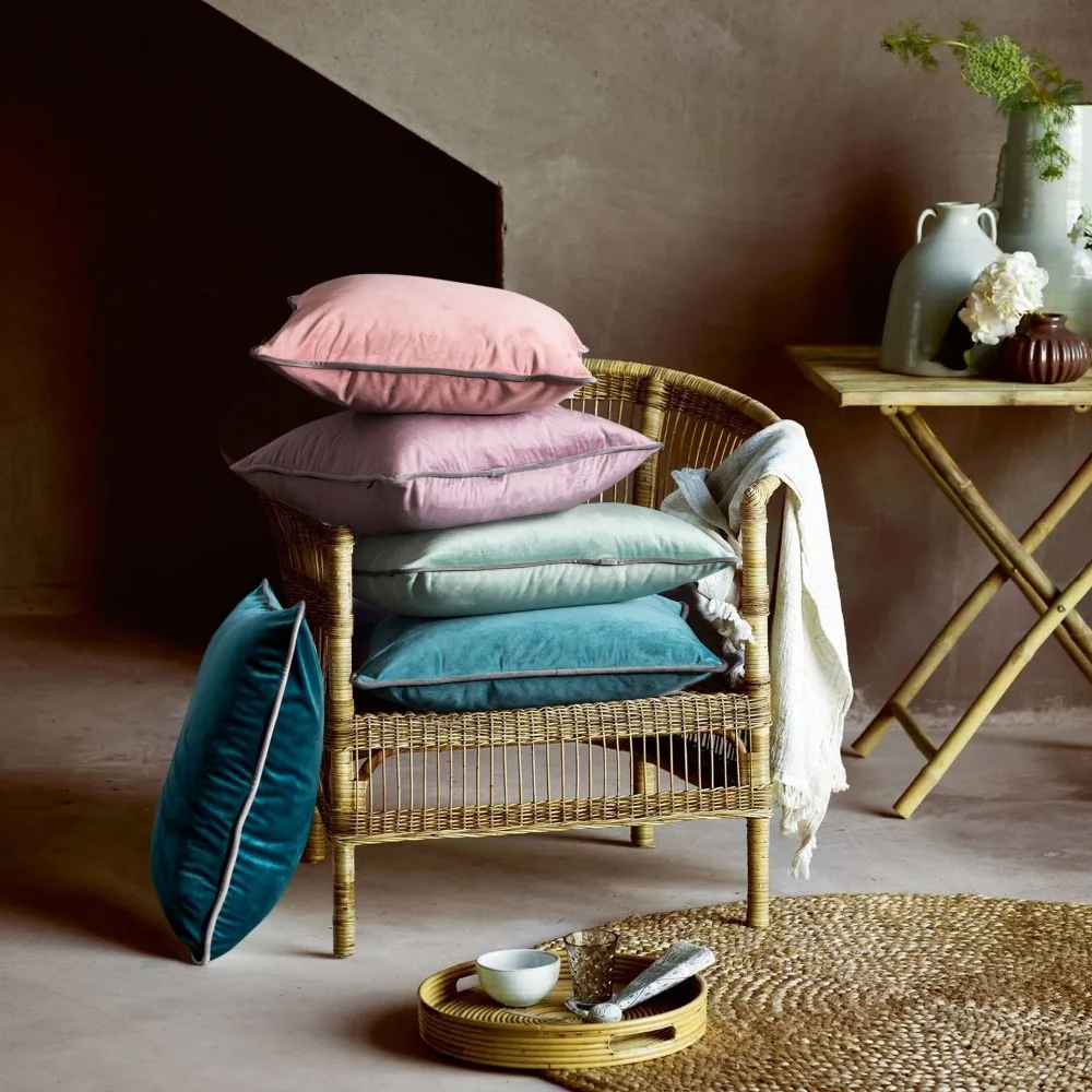 Мягкая синяя утолщенная бархатная наволочка для подушки искусственный чехол без