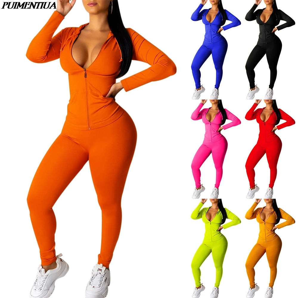 Женский Осенний Повседневный Спортивный костюм комплект из двух предметов