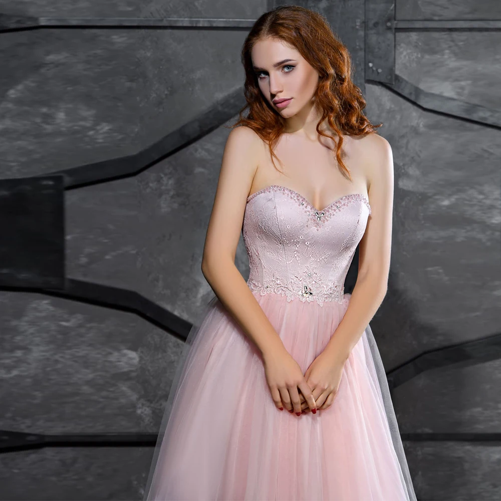 

Vestidos Elegant Wedding Dresses Tulle Illusion Lace Appliques Strapless Sleeveless Zipper Ball Bridal Gowns