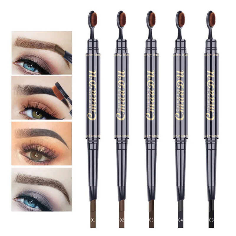 

Professional 2 in 1 Eyebrow Pencil Waterproof Natural Long Lasting Makeup Eye Brow Pen And Brush Black Eyebrows Makeup Tool