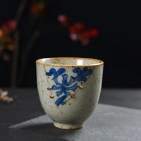4pcsset vintage straight cup drinkware ceramic coffee mug coarse pottery breakfast retro simple tea cups decor crafts