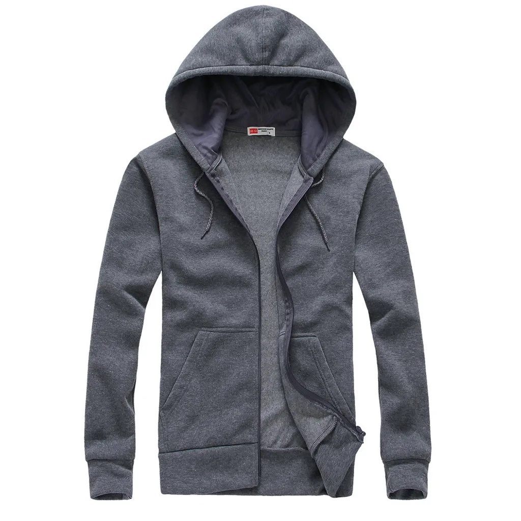 Мужские пальто простые модные толстовки с длинными рукавами кардиган капюшоном