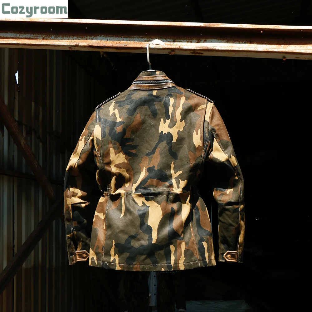 

Водонепроницаемая камуфляжная армейская куртка CDM65 Rock Can Roll американского размера из натуральной воловьей кожи и холста 22 унции Вощеная под...