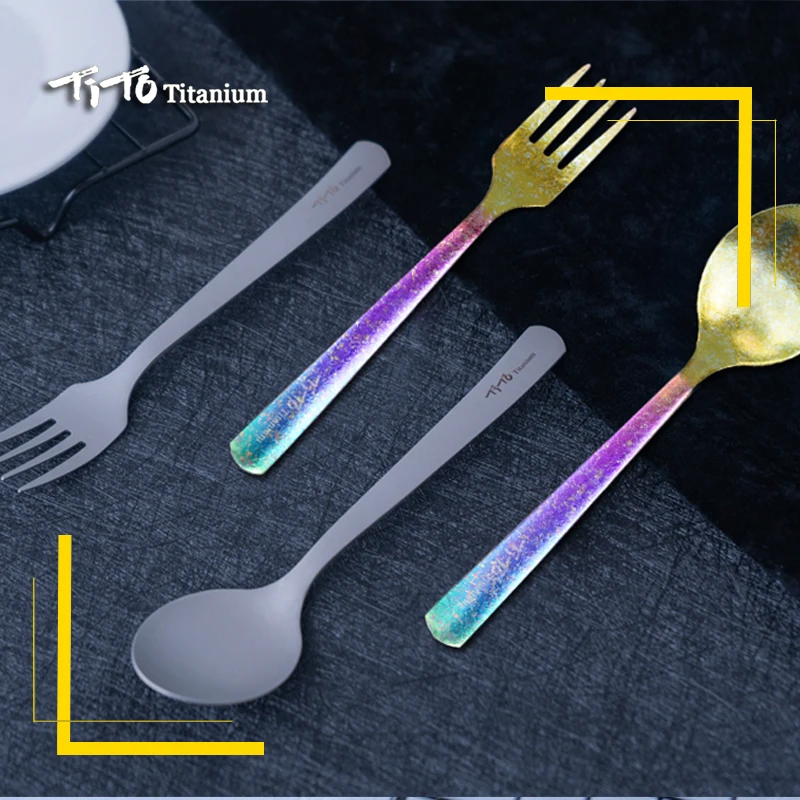 Titanium Spork Longhandle походная Титановая Ложка Вилка Portabale столовые приборы кемпинговая