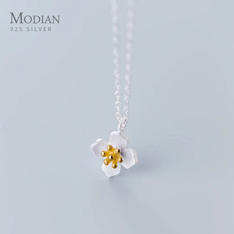 Modian золото Цвет пестик из белых лепестков стерлингового серебра 925 ожерелье с