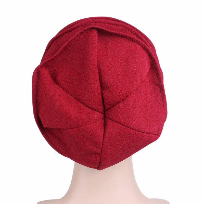 

2021 New Elastic Fashion Turban Hat Solid Color Women Warm Winter Headscarf Bonnet Inner Hijabs Cap Muslim Hijab femme Wrap Head