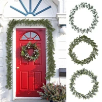 1 8m artificial pine needle garland christmas decorative snowflake pine branches green garland leaves wreath wall wedding decor
