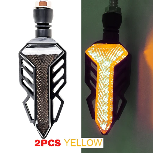 2pcs yellow Автомобильные аксессуары для электрического мотоцикла, сигнальные огни поворота, светодиодные индикаторы потока воды, дневные ходовые лампы, стоп-сигнал, задний фонарь - Цвет: 2pcs yellow