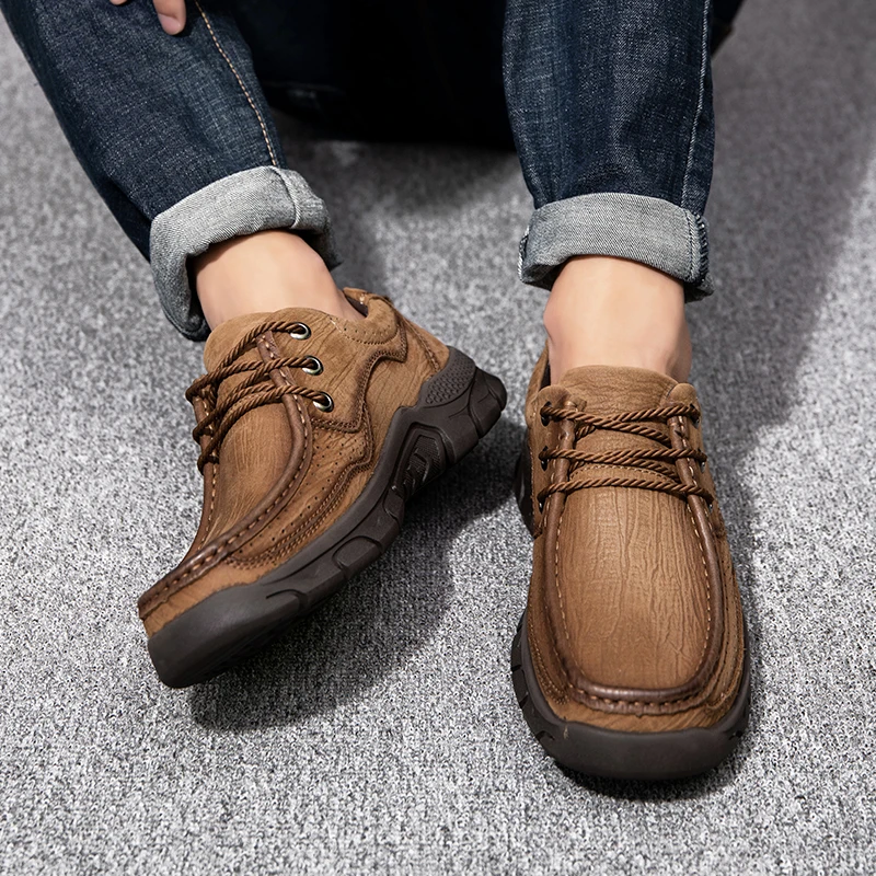 

Golden Sapling Genuine Leather Men Shoes Fashion Leisure Flats Classic Design Men's Casual Shoe Breathable Vintage Male Footwear
