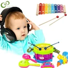 Музыкальный игрушечный набор, рулонный барабан, гитарные инструменты, набор ремешков, детская игрушка для раннего развития, подарок для ребенка, ручной Колокольчик, музыкальные игрушки WYW
