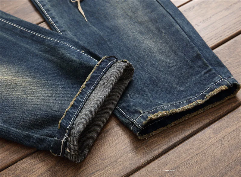 

2019 Men vintage Ripped Tiger embroidery Streetwear Slim fit jeans trousers Holes Destroyed Casual Cotton joggers denim pants