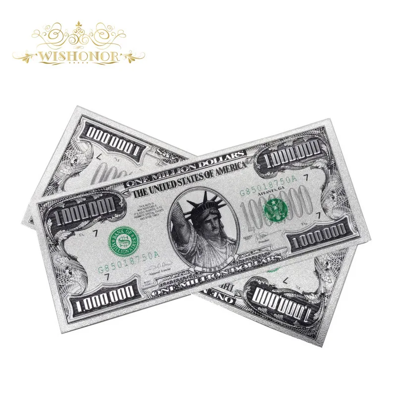 

10pcs/lot 24k Gold Banknote US 1 Million Dollars Bill Paper Money Souvenir Currency Silver Fake Money(Single Side) Selling
