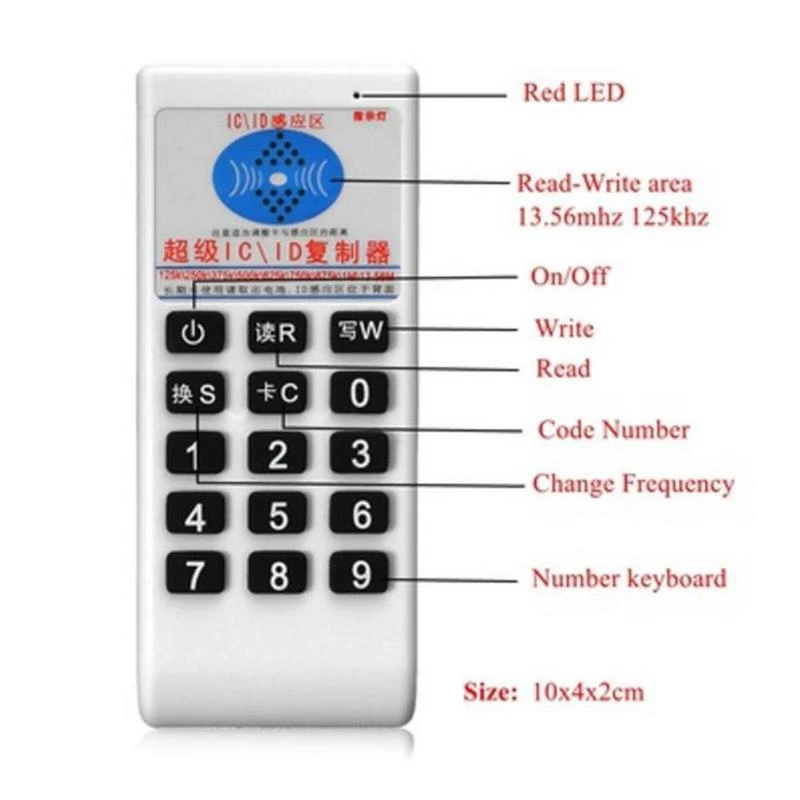 Handheld RFID Card Reader Writer 125KHz-13.56MHZ Copier Duplicator ID Tags Programmer with Key Replicator ID/IC Cloner | Безопасность и