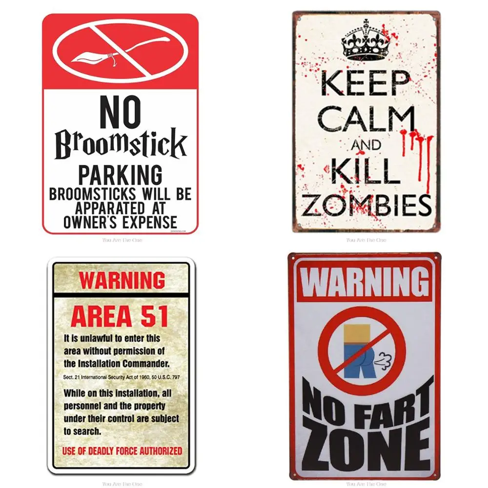 

Metal Tin Signs NO broomstick parking! Broomsticks will be apparated at owner's expense Plaque Metal Painting Wall Decor Board