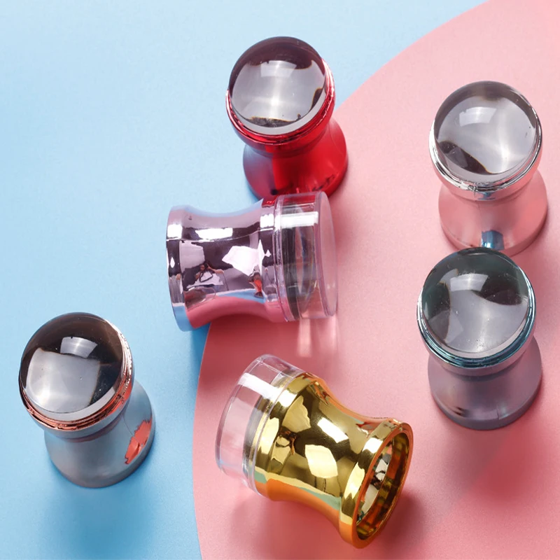 

Nail Art Silicone Seal Gold Silver Large Transparent Print Head 3.8cm DIy Printing Tool Nail Art Template Seal Kits Nail Seal