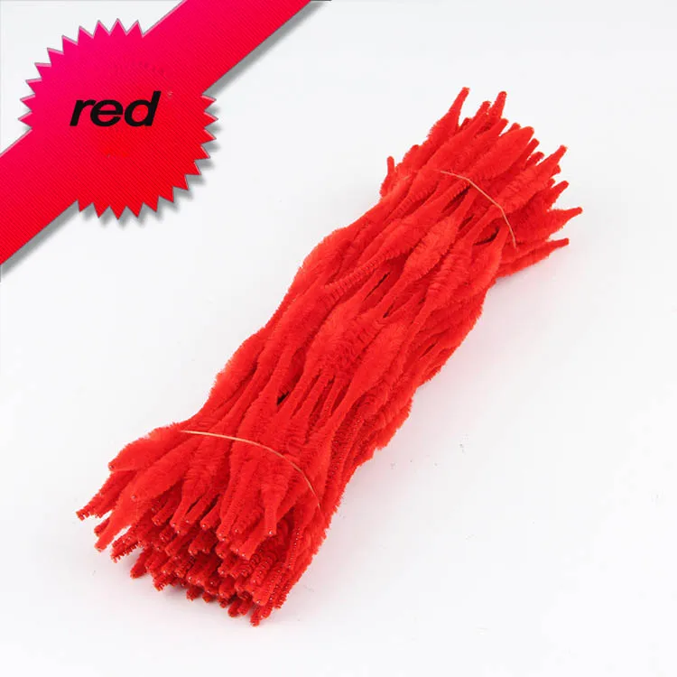 red 100 шт Красочные гофрированные шенилле Стебли трубы скрученный стержень ручной материал, аксессуары для поделок Детские интеллектуальные игрушки Дети - Цвет: red