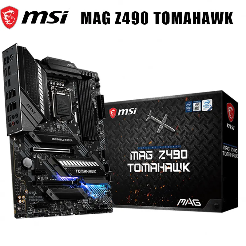 Billig MSI MAG Z490 TOMAHAWK Mainboard LGA 1200 Slot DDR4 Speicher 128GB PCI-E 3,0 M.2 USB 3,0 SATA Intel Z490 ATX Desktop Neue Placa Mãe