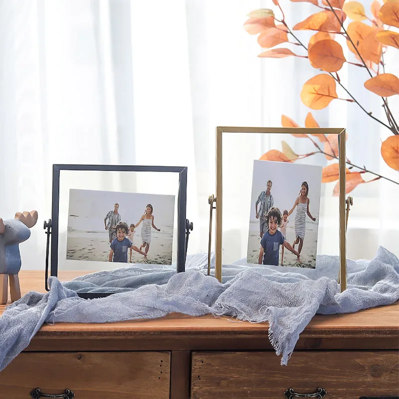 Gold Metal Glass Photo Frames For Picture Nordic Large Folding Iron Desktop Portraits Creative Home Decoration Ornament | Дом и сад