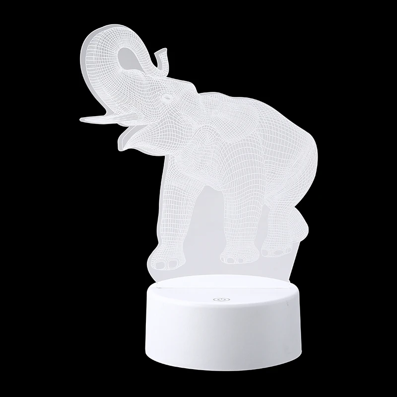 Акриловые 3D слон светодиодный Ночной светильник 7 Цвет сенсорный Управление