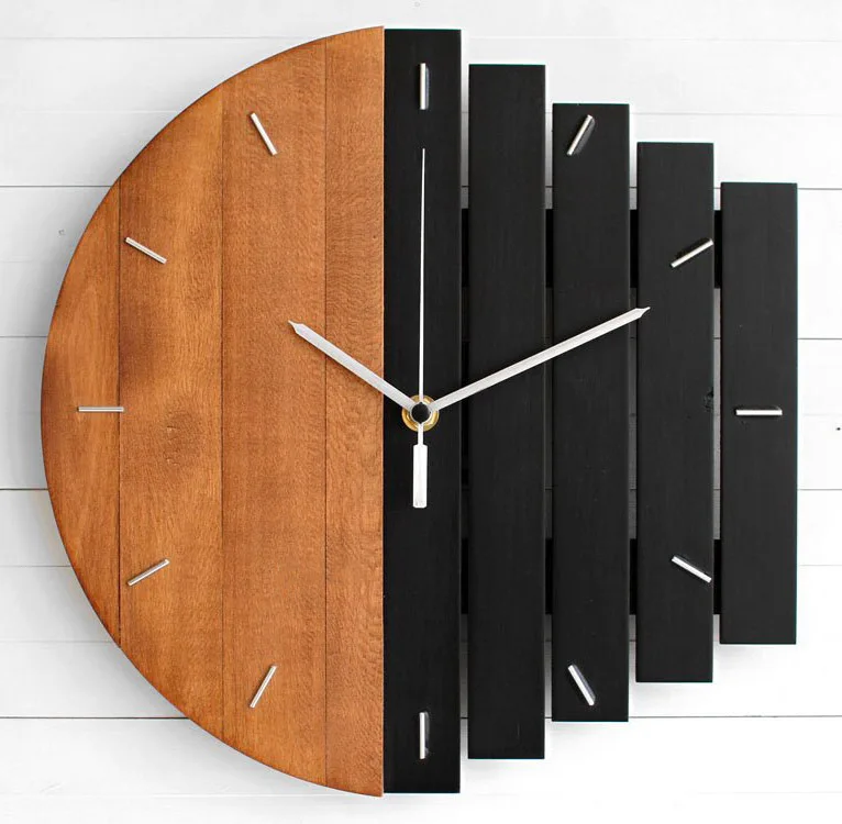 

Modern Nordic Wooden Wall Clock Industrial Design Creative Big Wall Clock Living Room Classic Zegar Scienny Office Decor