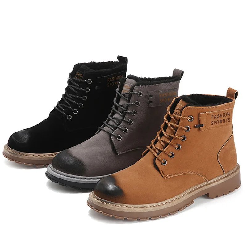 Новые мужские ботинки Сапоги для верховой езды зимние плюшевые теплые