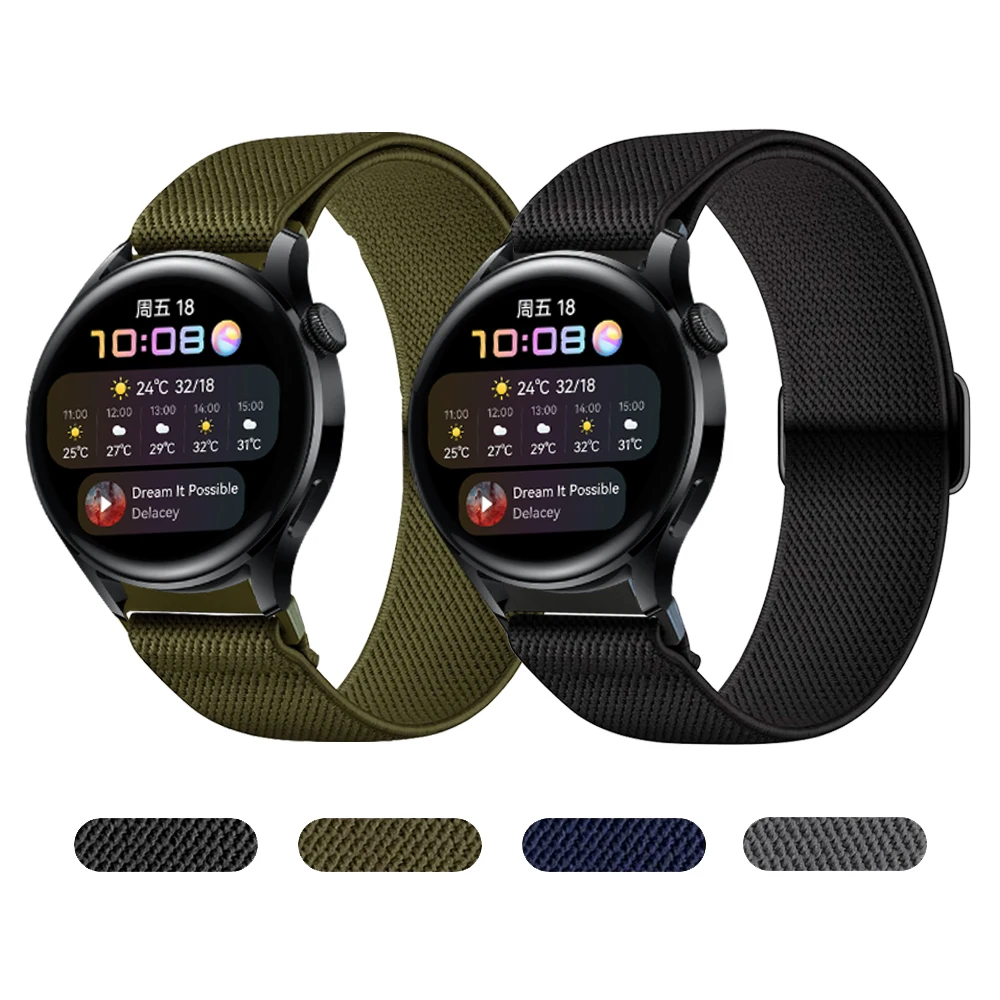 Ремешок нейлоновый для наручных часов Huawei Watch 3 эластичный тканевый браслет GT2 Pro 2e