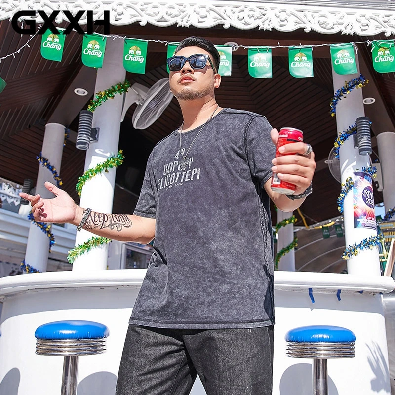 Футболка GXXH мужская с коротким рукавом 100% хлопок модная тенниска надписью майка