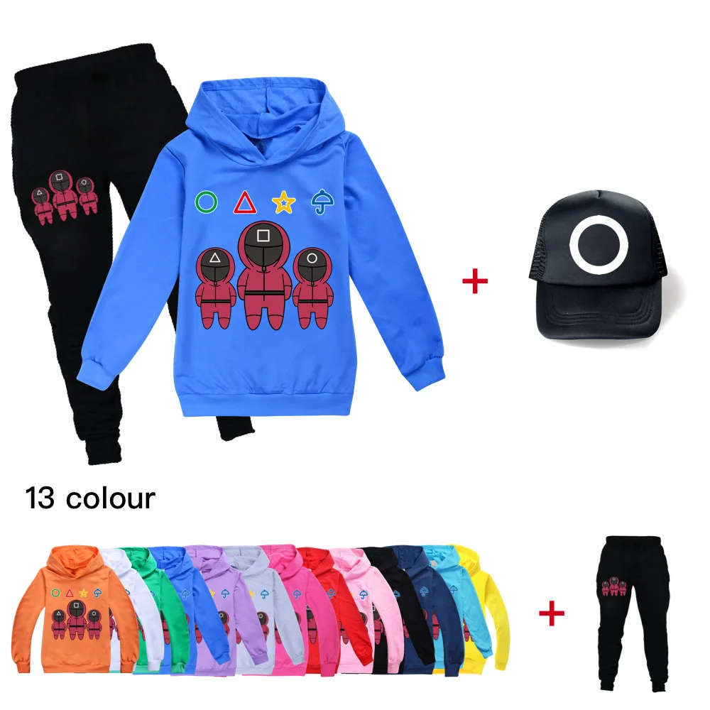Детская толстовка с капюшоном и штаны из игры кальмар комплект осенней одежды