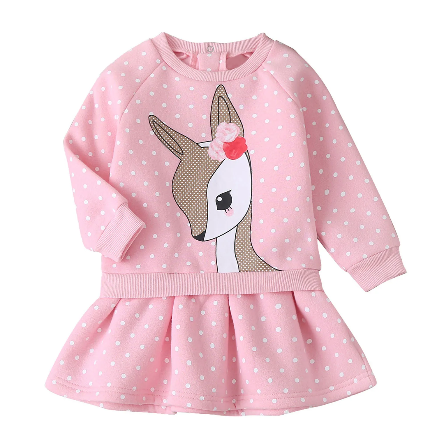 Детское Хлопковое платье-свитшот с длинным рукавом в горошек | Детская одежда и