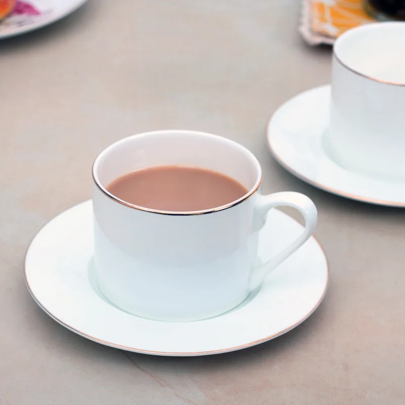 Fun Fervent White Bone China Coffee Cup Simple and Saucer Set Phnom Penh Can Add LOGO European Kitchenware | Дом и сад
