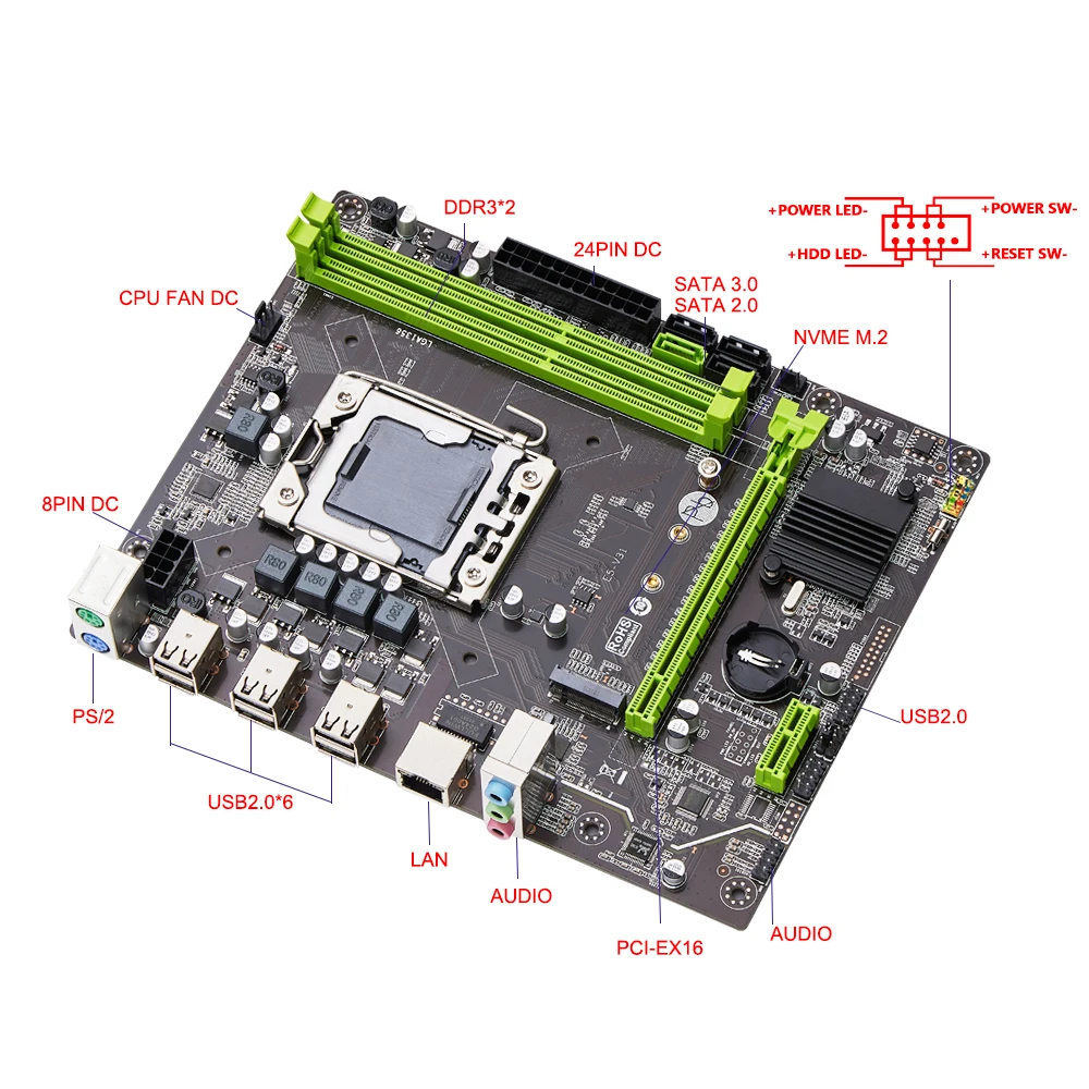 X79A motherboard set E5V31 E5 2420 CPU Processor 16GB(2pcs*8GB)DDR3 ECC RAM Memory SATA3.0 |