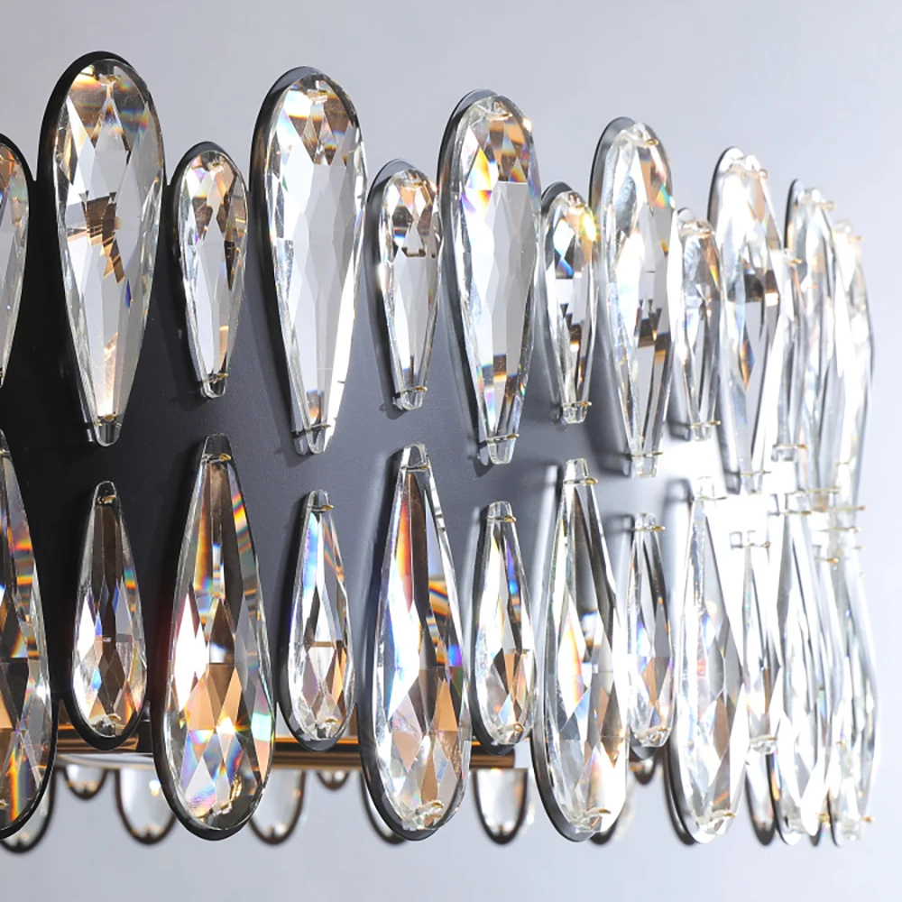 

Living room chandeliers decoration round crystal lighting for Bedroom dining rectangle Kitchen Black Light indoor lighting