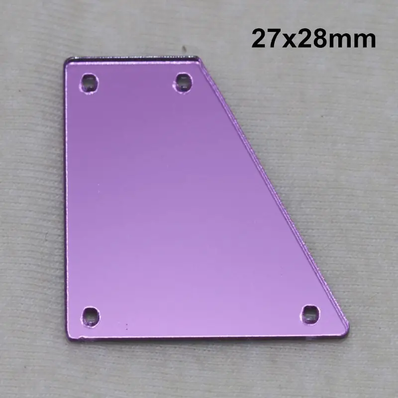 A22-27x28 Фиолетовое акриловое зеркало пришивные стразы DIY Flatback зеркальные акриловые пришивные стразы с отверстиями для шитья - Цвет: A22-27x28